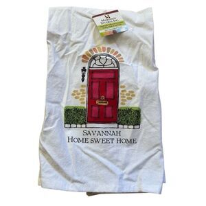 "Savannah Home Sweet Home" White Decorative Home Tea Towel NWT